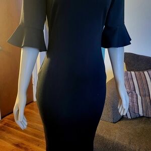Elegant Black Dress with Flared Sleeves